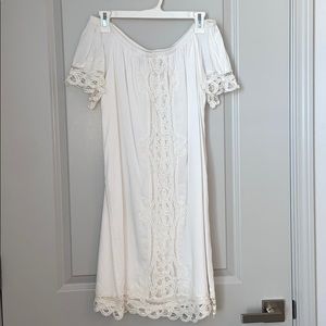 Francescas Off the Shoulder White Lace Dress